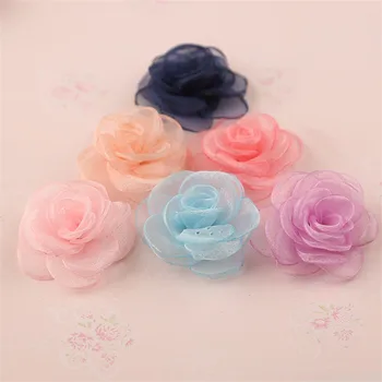 

20PCS/LOT Chiffon Flower Patches Sew on Applique Dress Swimsuit Hair Accessories Shoes Bags DIY Accessories Patches