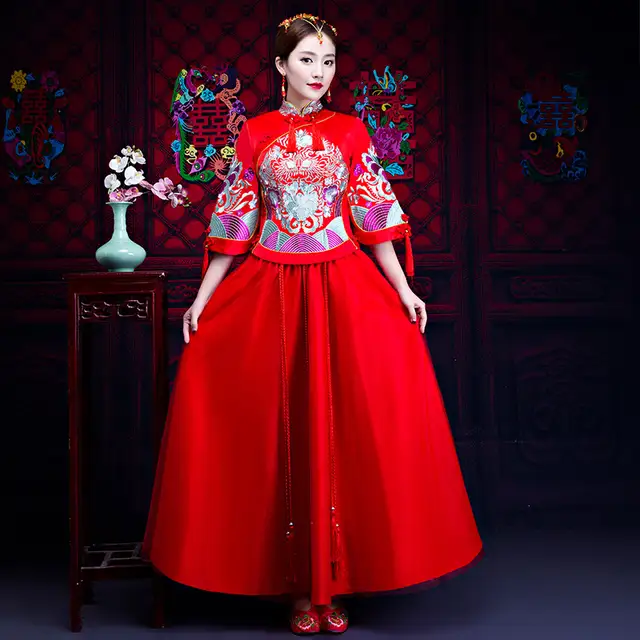 Women Phoenix Embroidery Oriental Style Dresses China Clothing