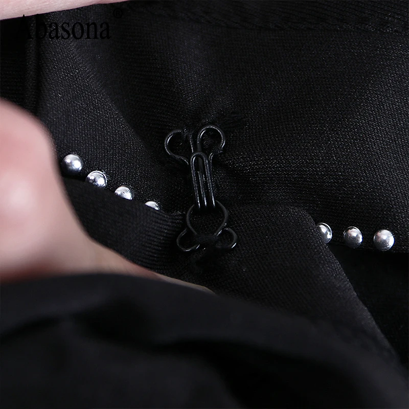 Abasona женские костюмы со стразами вечерние короткие комбинезоны спортивные костюмы Винтажный стиль черный комплект из двух предметов комбинезон с длинными рукавами