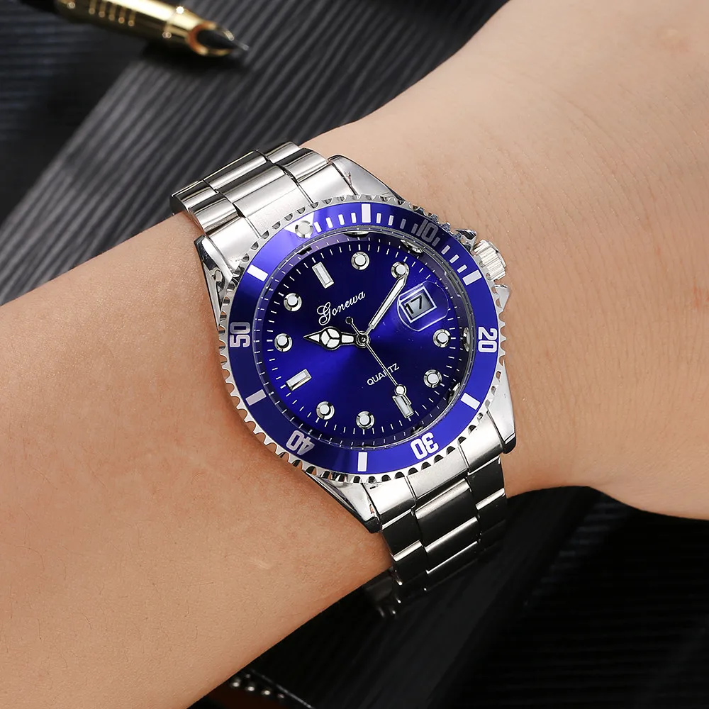 

Men's watch luxury brand Fashion Design Military Stainless Steel Date Sport Casual Wrist Quartz Watch silver men watches