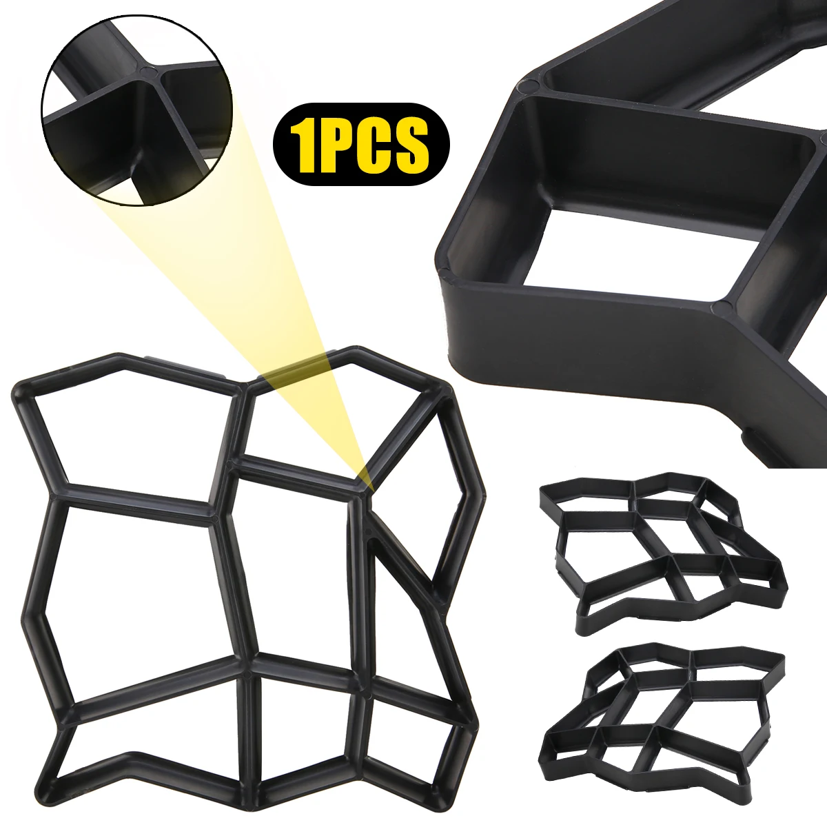 Black Plastic Making DIY Paving Mould Home Garden Floor Road Concrete Stepping Driveway Stone Path Mold Patio Maker