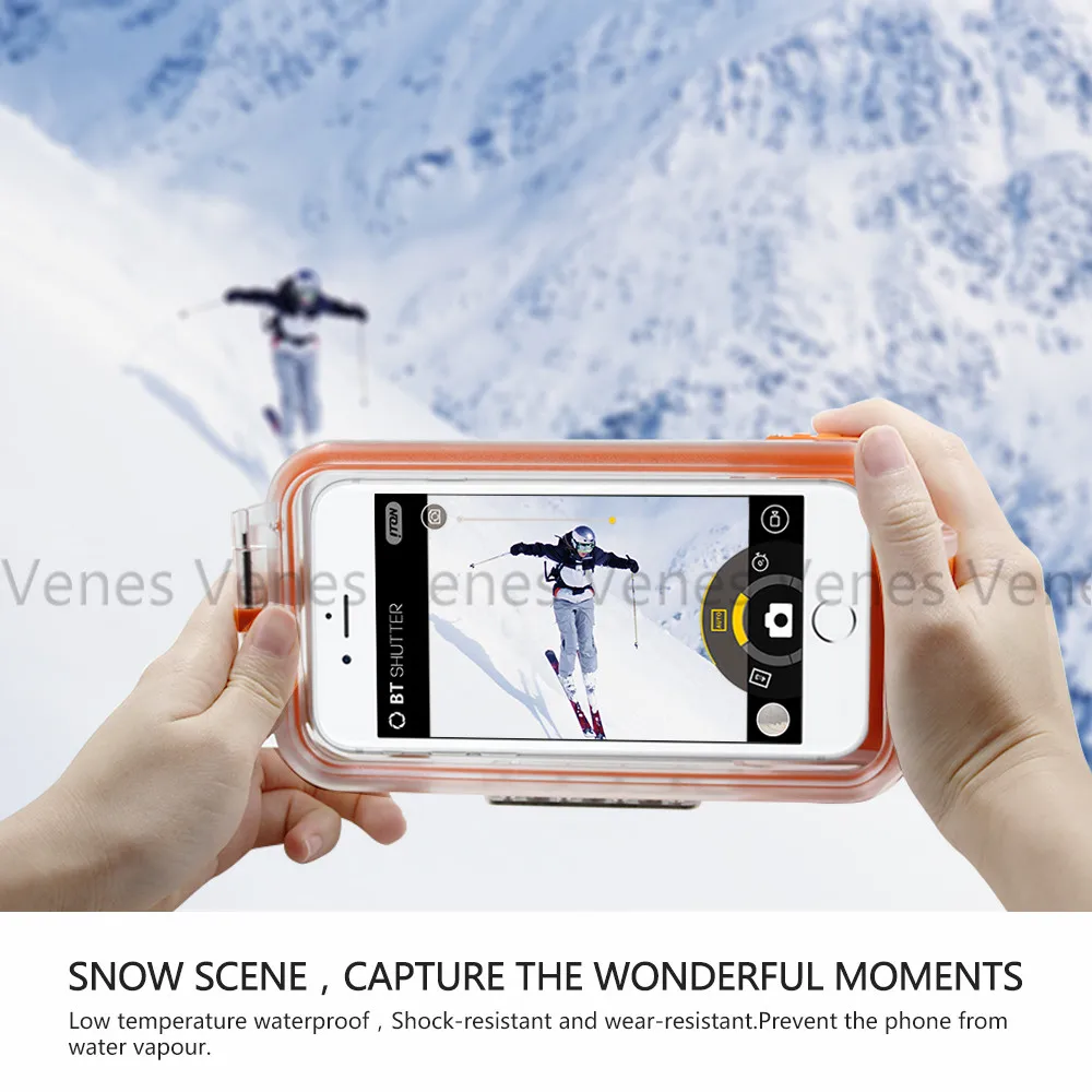 

Venes-A 30m Bluetooth Waterproof Diving Case remote for iPhone 7+ plus 8 6 for iPhone X Max. 4.7/ 5.5 inch LCD screen