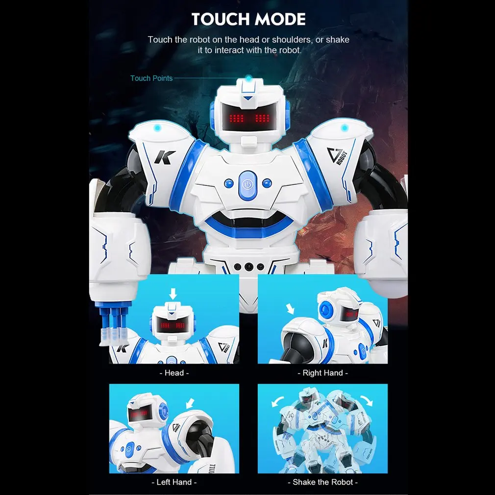 Robôs de Brinquedo para Crianças Mais Novo Controle Remoto Programável Defensor Robat Brinquedos Educativos Inteligente Musical Dança rc Presente 2020 18 Animais e robôs por radiocontrole