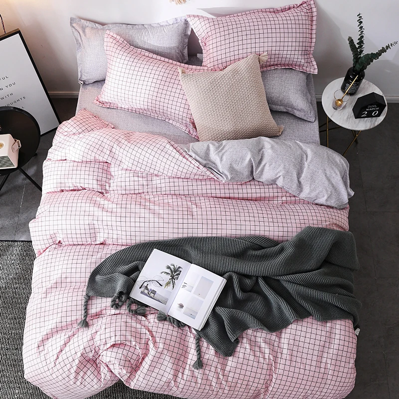 Pink Double Bed Winter Thickening Letter Dream Duvet Cover+ Bed Flat Sheet+ Pillow Case Twin Full Queen King size - Цвет: ZN11