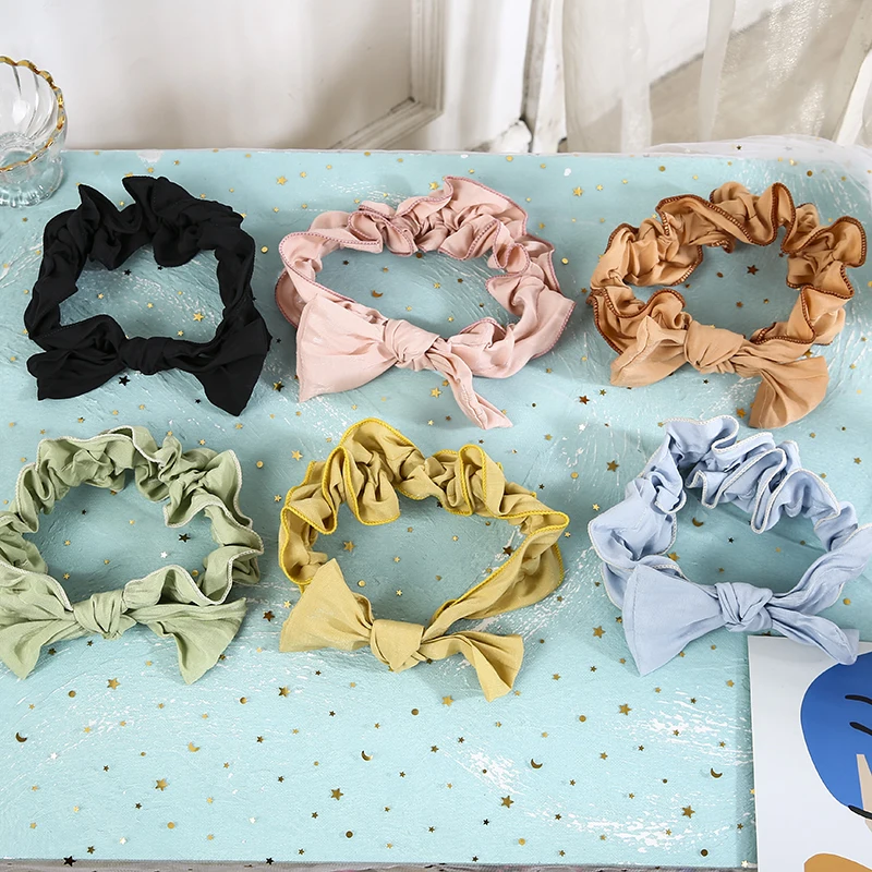 

Female hairband retro temperament wave bow knot jeans knot scarf elastic hairband headdress hairdress