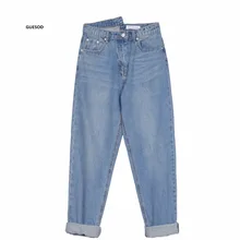 GUESOD женские джинсы Корейская Высокая талия женские зимние шаровары Повседневные брюки длиной до щиколотки