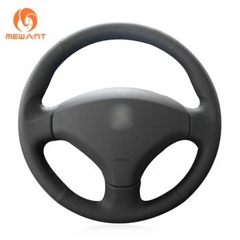 

MEWANT Black Artificial Leather Car Steering Wheel Cover for Peugeot 308 2007-2013 408 2012-2014