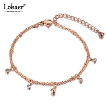 Lokaer CZ кристалл очарование двухслойный женский браслет из нержавеющей стали змея звено цепи Богемия Летний пляж ювелирные изделия B19024