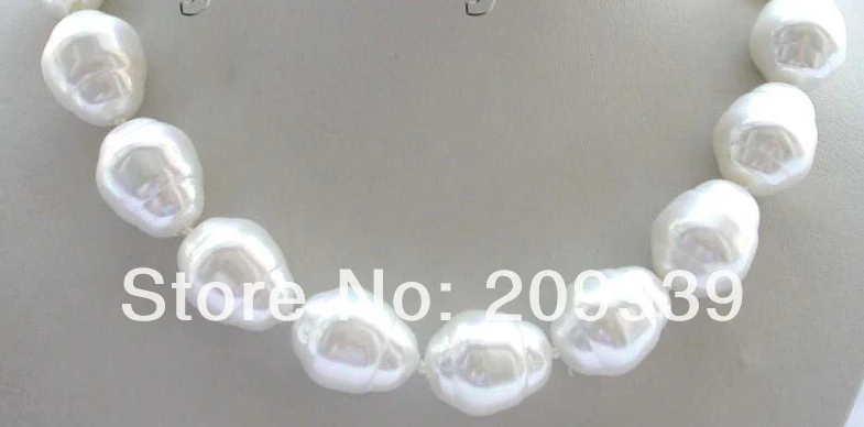

huij 003123 Genuine Natural Baroque White Shell Pearl Necklace