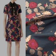 Мода красивые цветы золотая нить ПРЯЖА-окрашенная жаккардовая ткань для платья пальто tissu au metre лоскутное tela tissus tecido