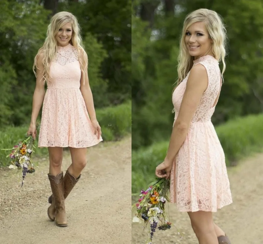 Wedding White Country Dress compare prices on white lace country dress online shoppingbuy cute short bridesmaid dresses high neck sleeveless open back silver navy pink gowns