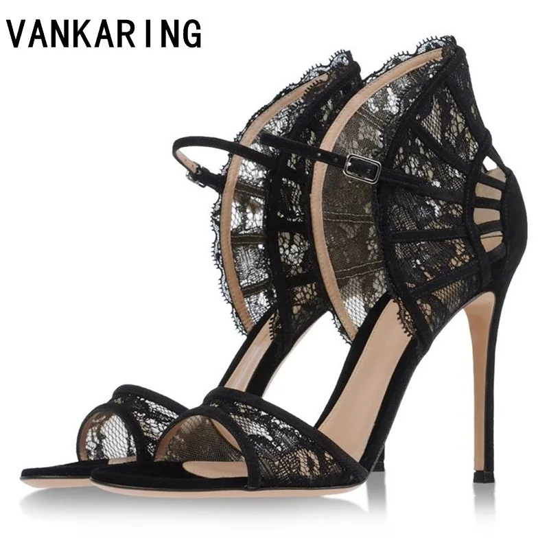 

new brand summer ladies shoes woman fashion lace women super thin heel gladiator sandals for woman sexy open toe high heel pumps