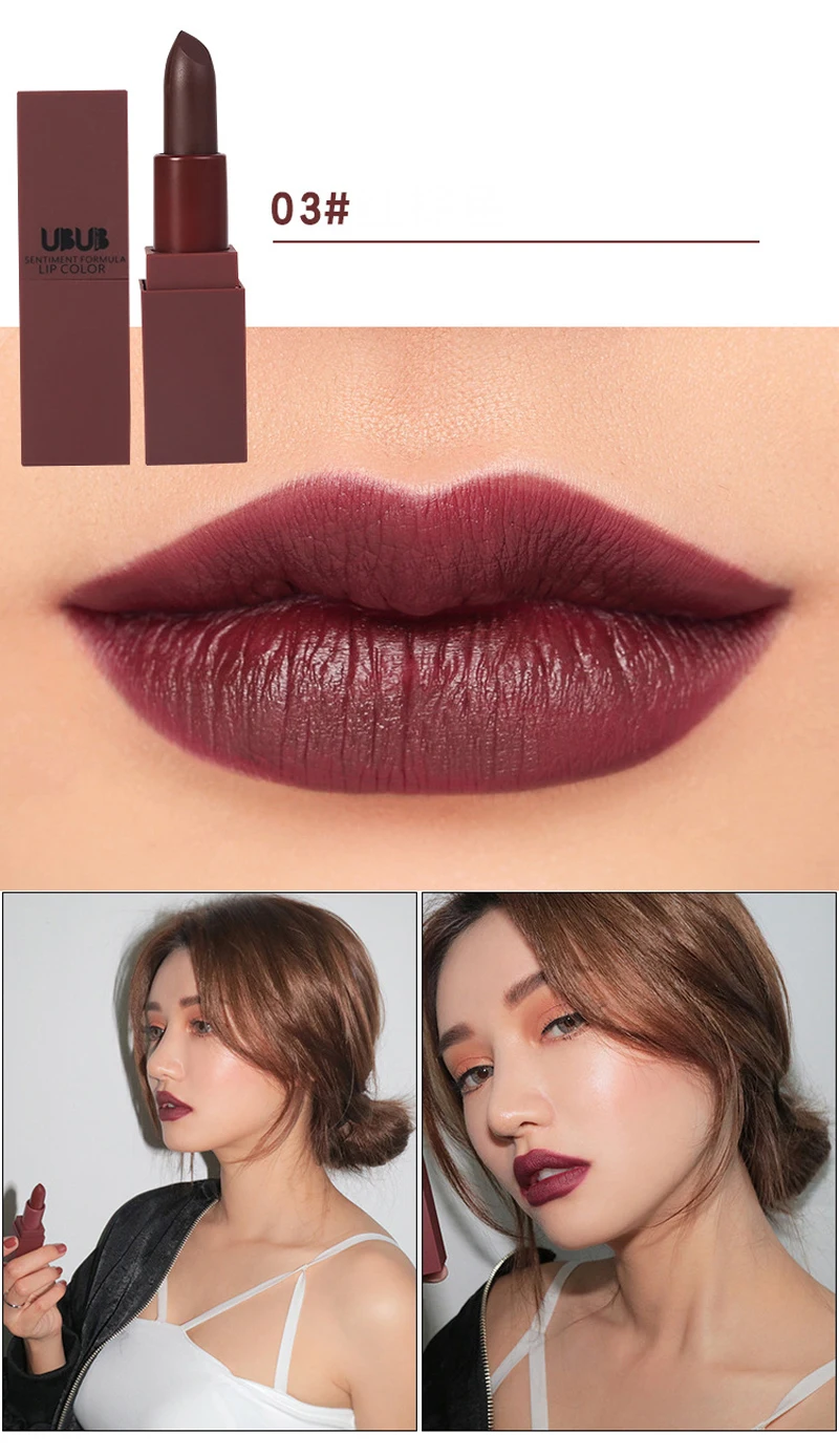 UBUB Matte Lipstick Moisturizer Smooth Long Lasting Charming Lips Makeup Pumpkin Color Lip Stick Cosmetic Beauty Makeup (6)