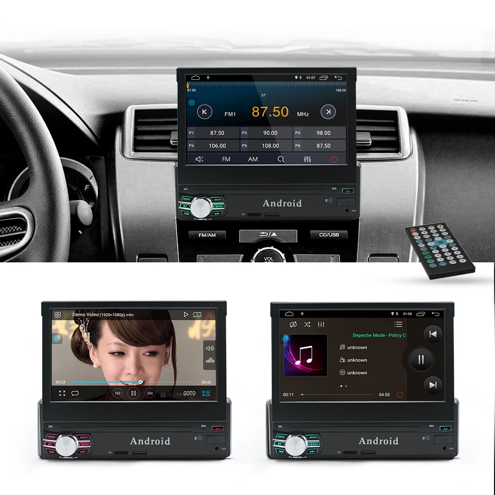 Flash Deal Auto 7" Android 8.0 Quad Core 2G+16G Universal 1Din Car Audio Stereo GPS Navigation Radio Bluetooth RDS DAB+ Kits Car Multimedia 5