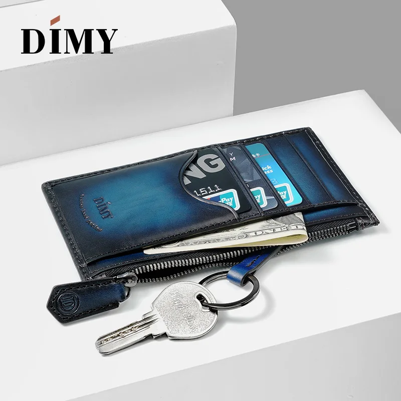 

Top brand luxury Leather Zipped Card Holder Key Wallets Coin Purse Men's Wallets hand patia laser engraving newest