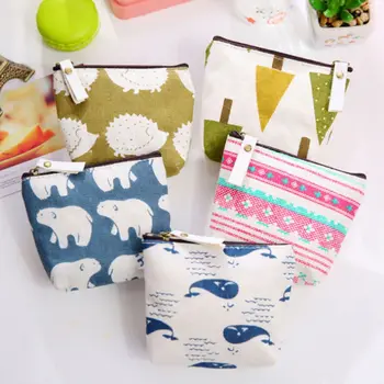 

New 1pcs Cloth custom zip coin purse bag simple fashion canvas money bag cartoon key bag coin pouch small mini bag for women