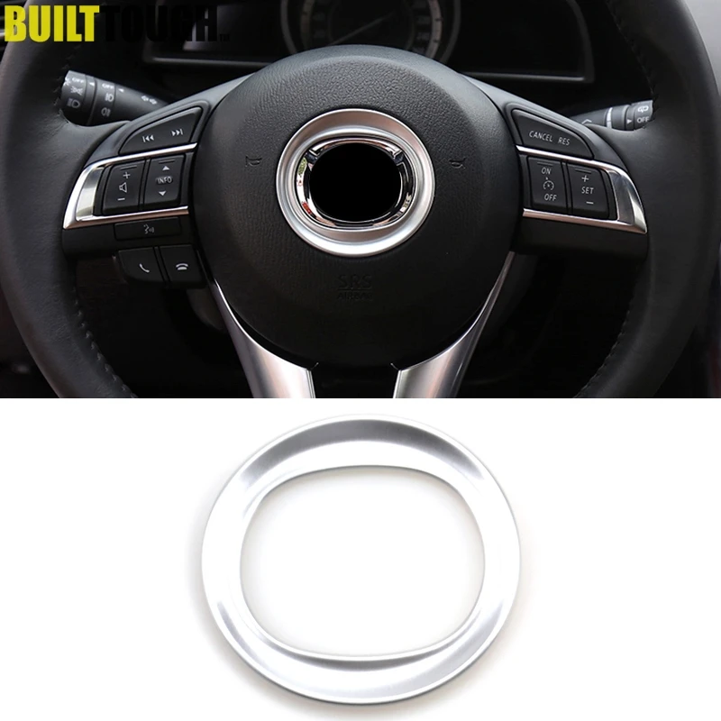 

FIT FOR MAZDA 3 AXELA M3 2014 2015 2016 CHROME INTERIOR STEERING WHEEL PANEL TRIM COVER BADGE MOLDING GARNISH SURROUND RING RIM