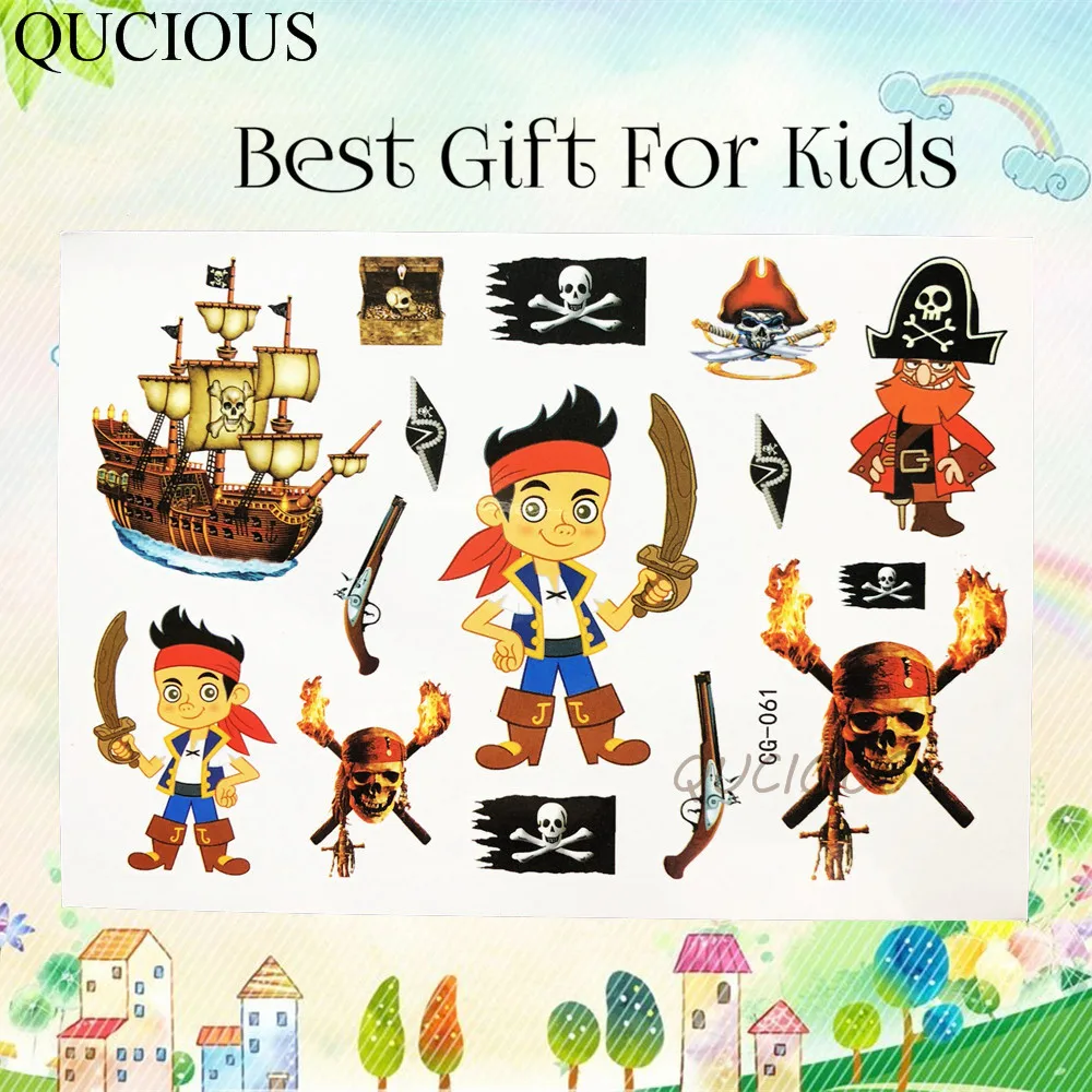 QUCIOUS временная татуировка с Микки Маусом миньонами для детей, боди-арт, пиратский Джек, бумага для тату, 3D поддельная флеш-тату наклейка - Цвет: QCG061