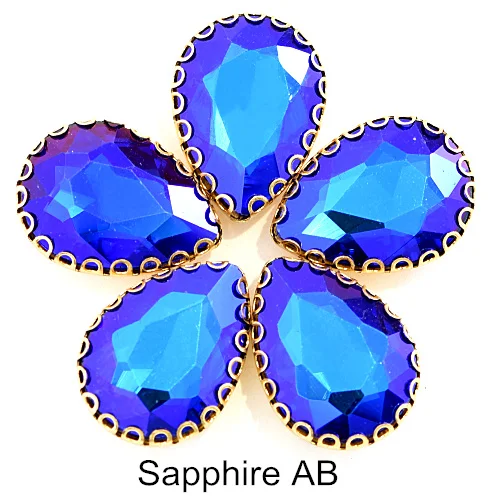 20 шт. 13X18 мм кристалл AB пришить стразы стекло каплевидные швейные камни с когтями для DIY одежды Ювелирные изделия сумки обувь B1183 - Цвет: Sapphire AB