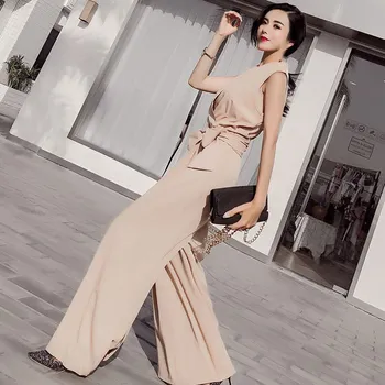

Women V-Neck Jumpsuits Elegant Ladies Black Red Party Wide Leg Jumpsuits Solid Casual Office Lady Playsuits