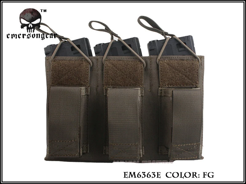 Emersongear Magazine Mag Pouch 5,56 Пистолет тройной Открытый верх армейских подсумок Emerson военная игра Мультикам AOR Черный Хаки - Цвет: FG