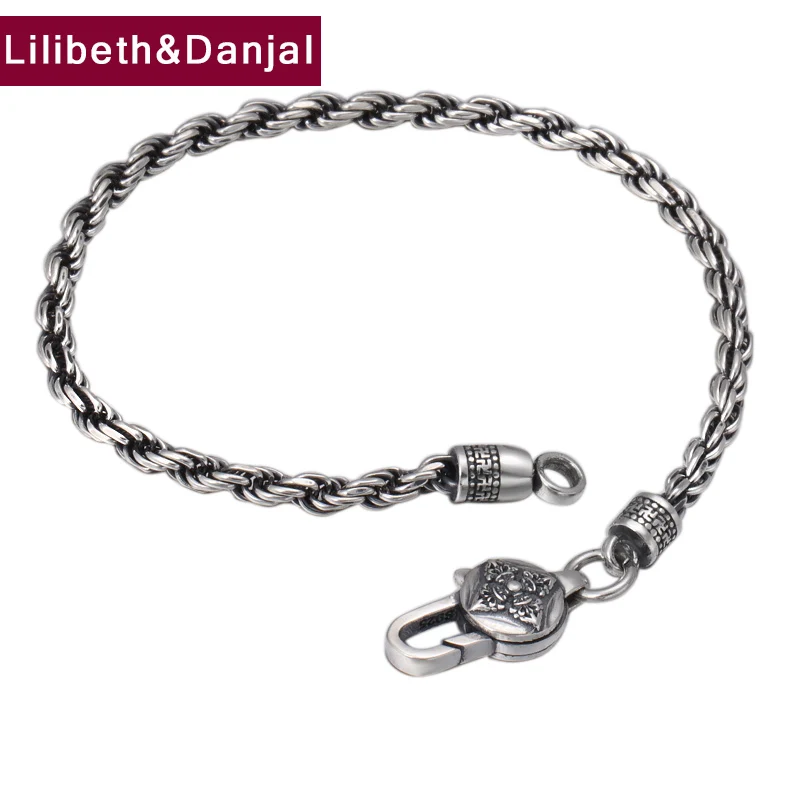 

2019 Survival Bracelet 100% 925 Sterling Silver Jewelry Men Women Buddha Mantra Scripture Instrument Rope Bracelet Bangle B35
