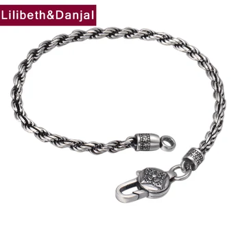 

2019 Survival Bracelet 100% 925 Sterling Silver Jewelry Men Women Buddha Mantra Scripture Instrument Rope Bracelet Bangle B35