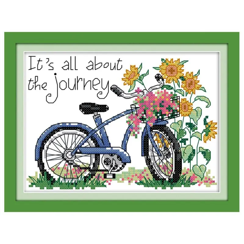 

Bike Bicycle DIY Handmade Needlework Counted 14CT Printed Cross Stitch Embroidery Kit Set Home Decoration