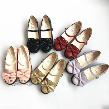 

2018 Autumn New Lolita Bow Japanese Student Shoes Flat shoes Multicolor available Lovely Style A