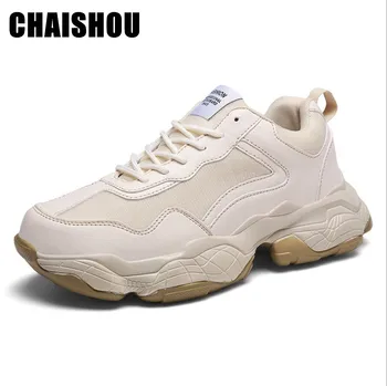

chaussure platform 2019 Men Chunky Sneakers High Quality Thick Sole Dad Shoes For Male Mesh+PU Patchwork Casual Shoes D151