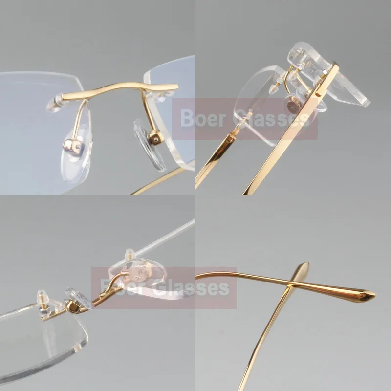 Очки мужские из чистого титана без оправы 100% 55 17 6379|rimless eyeglasses frame|eyeglass framesrimless |