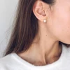 e-Manco korean style diameter 8mm stud earrings for women  sea shell Simulated-pearl hypoallergenic earings fashion jewelry ► Photo 3/3