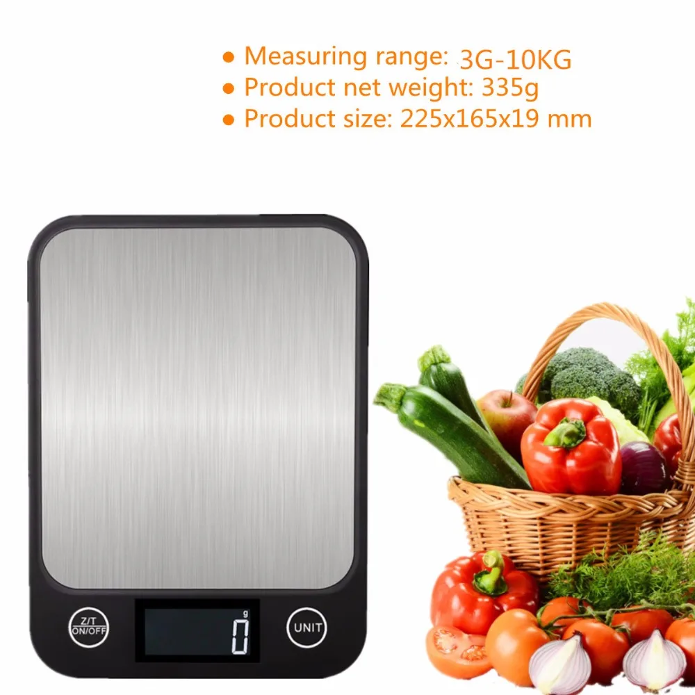 10kg 1g Portable Electronic Digital Kitchen Scale LCD Food Scale Weighing Scale Balance Weight Measuring Tools 30%off
