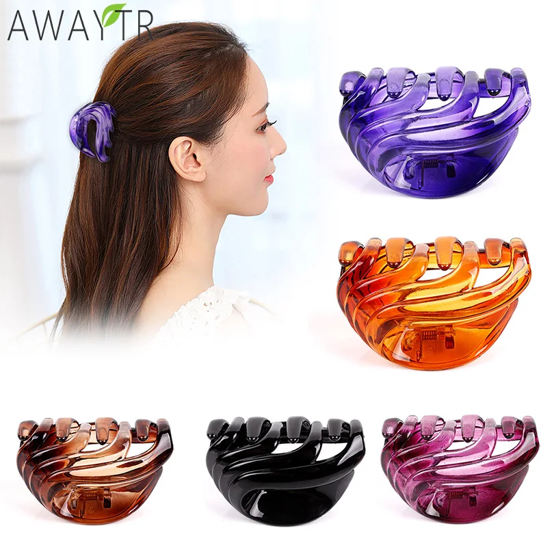 

Plastic Multicolor Hair Clip Claws For Women Hollow Girls Accessories Barrettes Headwear Bride Wedding Crab Claws Headdress