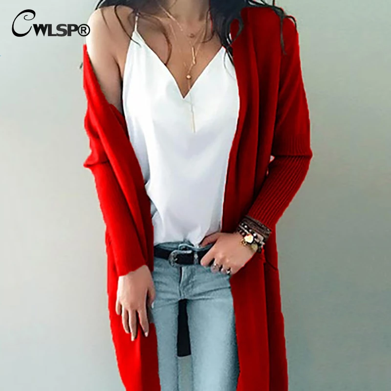 CWLSP 2018 Autumn Winter Cardigan Sweater For Women Female Faux Cashmere With Packet Korean Pull Femme Woman Clothes QZ3133