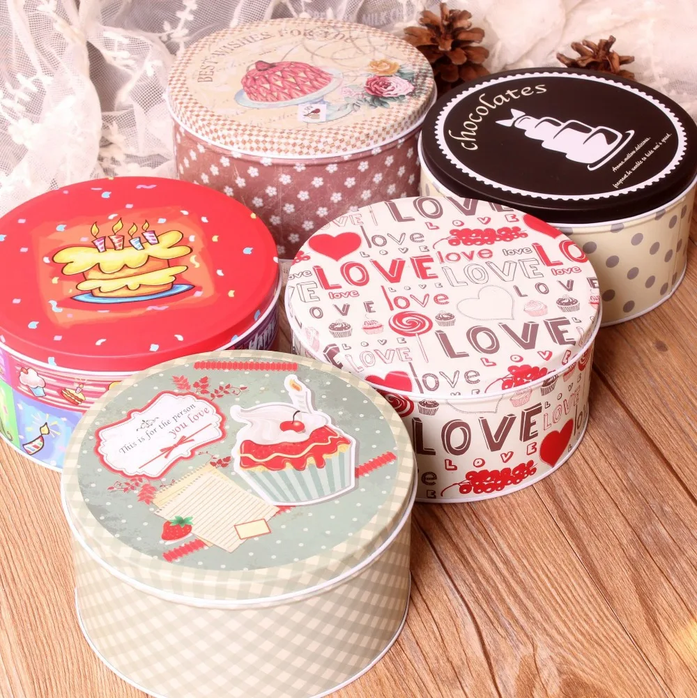 New Arrival! 3pcs/lot Creative Round Cookie Box Cake Design Candy Can Multi-use Metal Storage Mixed S size Gift | Дом и сад