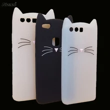3D Cartoon Smile Cat Case Ears Beard Soft Silicone Phone Cases for Huawei P8 Lite P9