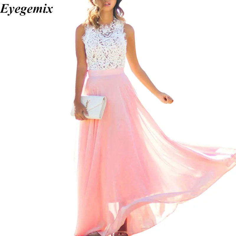 

New Arrival 2018 Spring Summer Evening Party Hollow Out Beach Dress Womens Boho Sleeveless Maxi Dress Party Dresses Vestidos