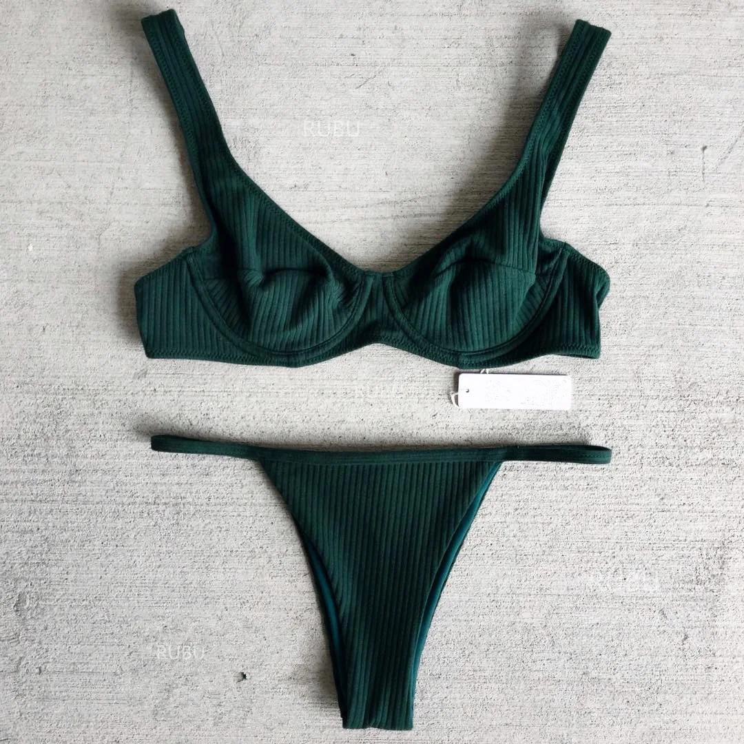 White Green Bikini New Sexy Padded Underwire Solid Color Bikini Set Women Swimsuit Sexy Low Waisted Padded Swimwear Beacher White Green Bikini New Sexy Padded Underwire Solid Color Bikini Set Women Swimsuit Sexy Low Waisted Padded Swimwear Beacher
