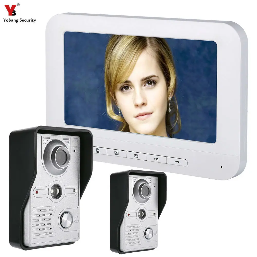 Yobang безопасности 7 "ЖК-дисплей видео-телефон двери Видеодомофоны Дверные звонки охранных ИК 2 Камера Мониторы с Ночное видение videoportero