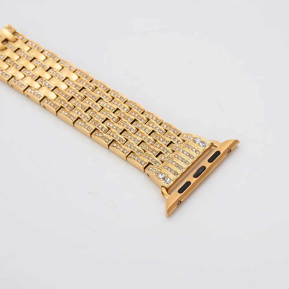 Ремешок для часов Apple Watch band Series 4 3 2 1 роскошный браслет из блестящего золота с