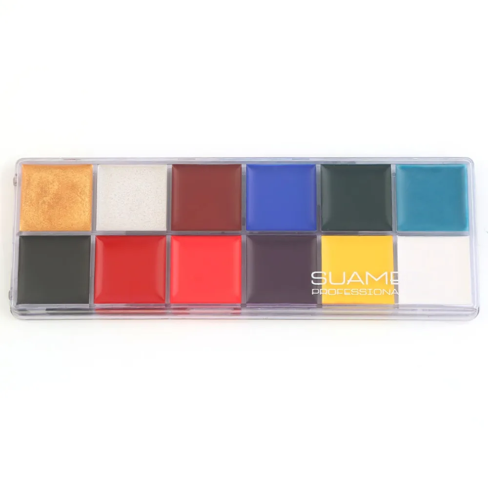 الأزياء 12 الألوان/مجموعة جديد نمط المهنية فلاش الوشم ألوان للوجه والجسم رسم زيتي فني ماكياج أدوات