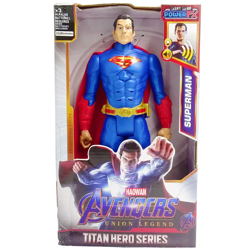 Superman with box 30 см Marvel Мстители Веном Бэтмен Супермен флэш танос Халк Росомаха Черная пантера Человек-паук фигурка куклы игрушки для детей - Color: Superman with box