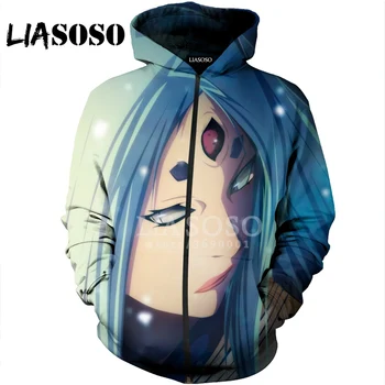 

LIASOSO 3D Print Women Men Anime Naruto Kaguya Otsutsuki Sexy Girls Hooded pull over Hoodies Sweatshirts Zipper Jacket X1132