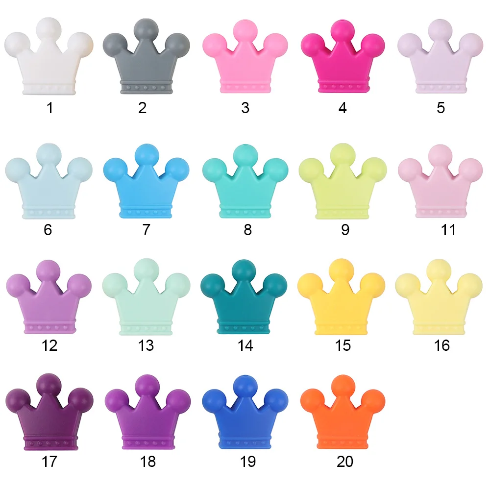 

TYRY.HU Silicone Beads 10Pcs/lot Food Grade Crown Toy for Making Baby Teething Necklace Accessories BPA Free Molar Baby Teether