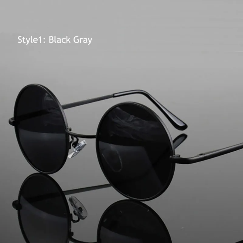 C1 Black Ретро Классические винтажные круглые поляризационные солнцезащитные очки для мужчин, фирменный дизайн, солнцезащитные очки для женщин, металлическая оправа, черные линзы, очки для вождения - Цвет линз: C1 Black