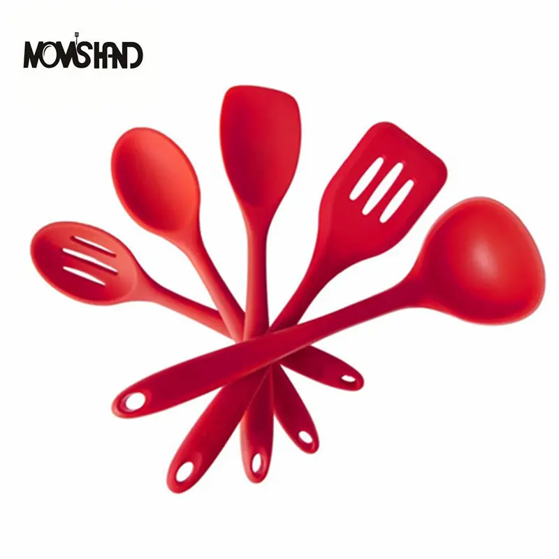 Premium Silicone Kitchen Cooking Utensil Set (5 Piece) in Hygienic Solid Coating