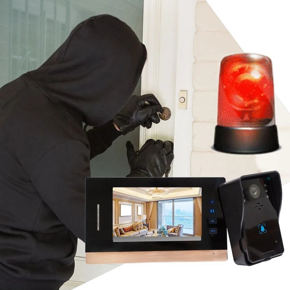 

7-Inch Screen Wired Visual Doorbell Infrared Night Vision Door Bell Video Intercom Door Phone Home Security