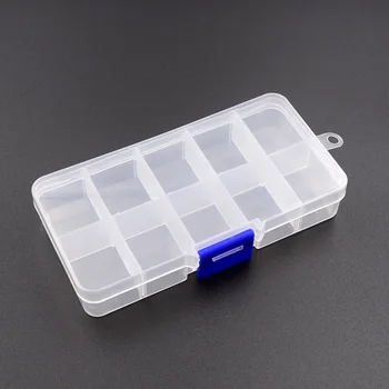 

10 Grids Adjustable Transparent Plastic Storage Box for Small Component Jewelry Tool Box Bead Pills Organizer Nail Art Tip Case