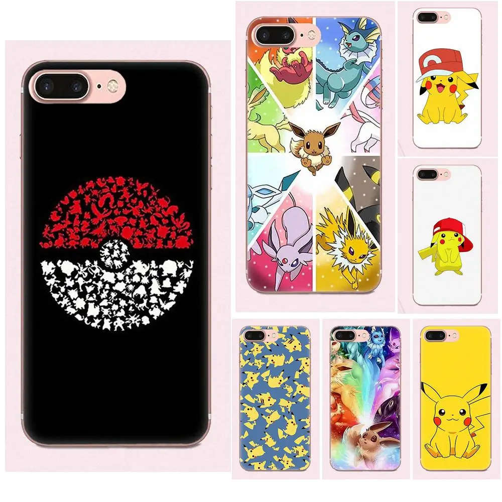 

Cartoon Pokemons Eevee Pika For Apple iPhone 4 4S 5 5C 5S SE 6 6S 7 8 Plus X Soft Covers Capa